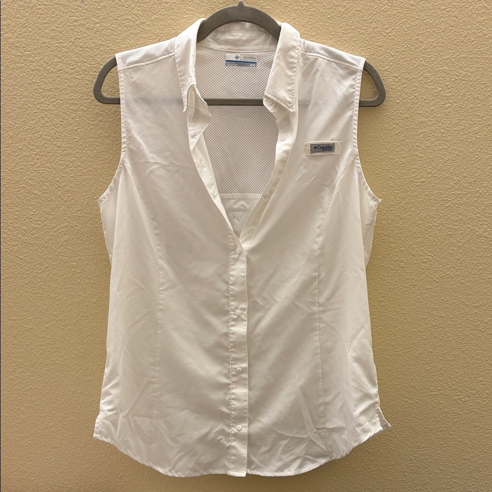 Columbia PFG Sleeveless Fishing Shirt White